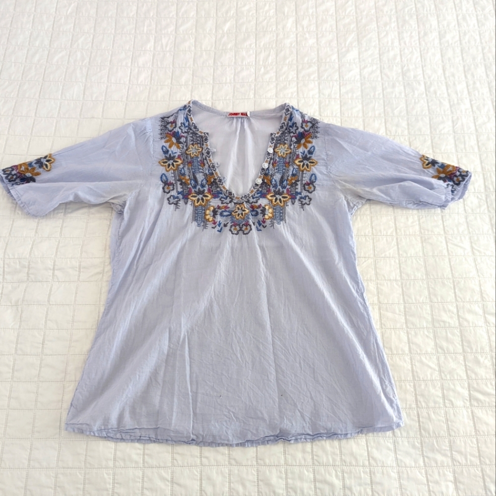 Johnny Was top with embroidery